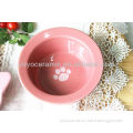 pink glazed porcelain dog bowl